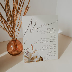 Expositor En L Boho Autumn Wildflower   Menú Boda Beige
