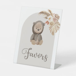Expositor En L Boho Bear Pampas Grass Baby Shower Favores