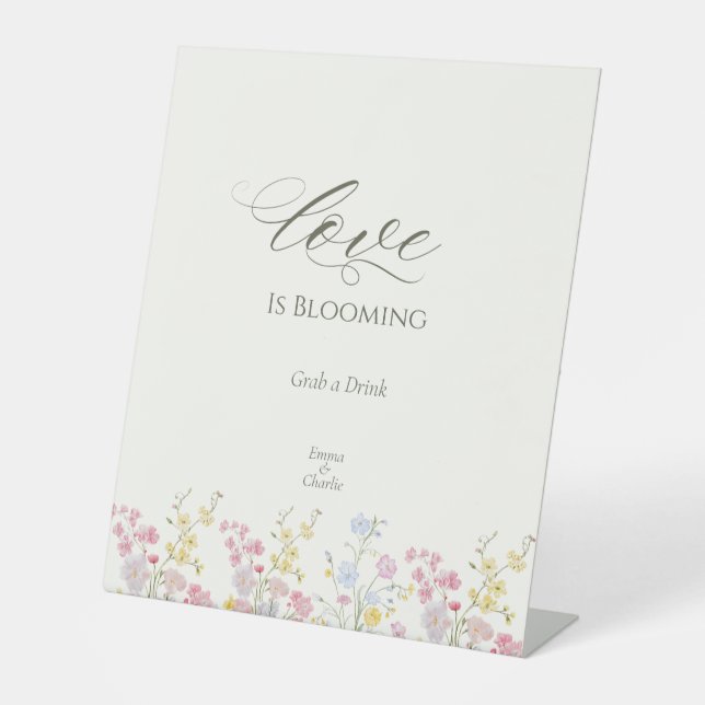 Expositor En L Boho Botanical Wildflower Wedding table top sign (Anverso)