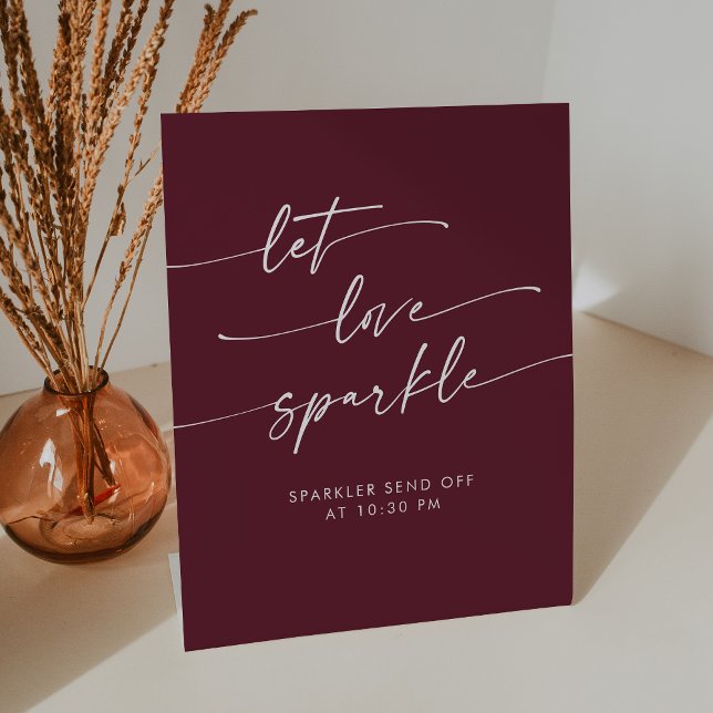 Expositor En L Boho Burgundy Red Sparkler Despide Boda (Boho Burgundy Red Sparkler Send Off Wedding Pedestal Sign)