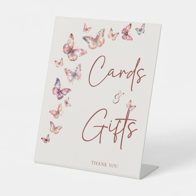 Expositor En L Boho Butterfly - Tarjetas de ducha de novia y rega (Anverso)