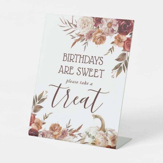 Expositor En L Boho Calabaza Bloom Autumn Birthday Tret (Anverso)