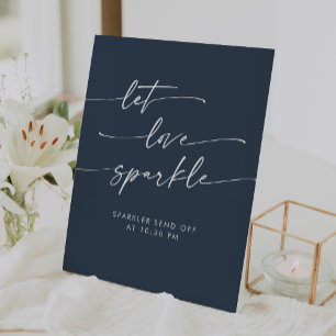 Expositor En L Boho Dark Navy Blue Sparkler despidiendo a Boda