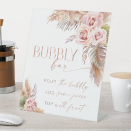 Expositor En L Boho Floral Pampas Rosa Gold Bubbly Bar