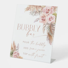 Expositor En L Boho Floral Pampas Rosa Gold Bubbly Bar