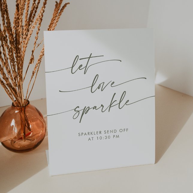 Expositor En L Boho Green y White Sparkler despiden a Boda (Boho Green and White Sparkler Send Off Wedding Pedestal Sign)