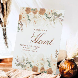 Expositor En L Boho Ivory Calla Lilies Heart Guestbook Sign
