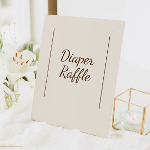 Expositor En L Boho Minimalista Beige Baby Shower Diaper Raffle