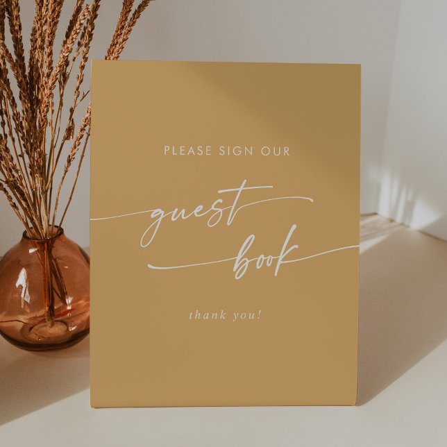 Expositor En L Boho Moda Amarillo Boda Marigold Guest Book (Subido por el creador)