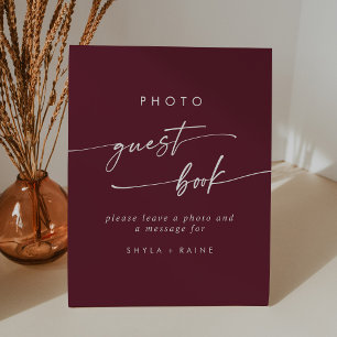 Expositor En L Boho Moda Burgundy Red Photo Guest Book Boda