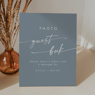 Expositor En L Boho Moda Dusty Blue Photo Guest Book Boda