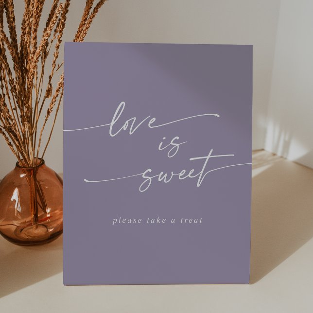 Expositor En L Boho Moda Lavender Purple Love es Boda dulce (Boho Chic Lavender Purple Love Is Sweet Wedding Pedestal Sign)