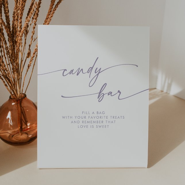 Expositor En L Boho Moda  moderna Dusty Purple Candy Bar Boda (Boho Chic Modern Dusty Purple Candy Bar Wedding Pedestal Sign)