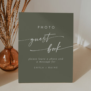 Expositor En L Boho Moda Olive Green Photo Guest Book Boda