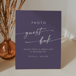 Expositor En L Boho Moda Plum Purple Photo Guest Book Boda