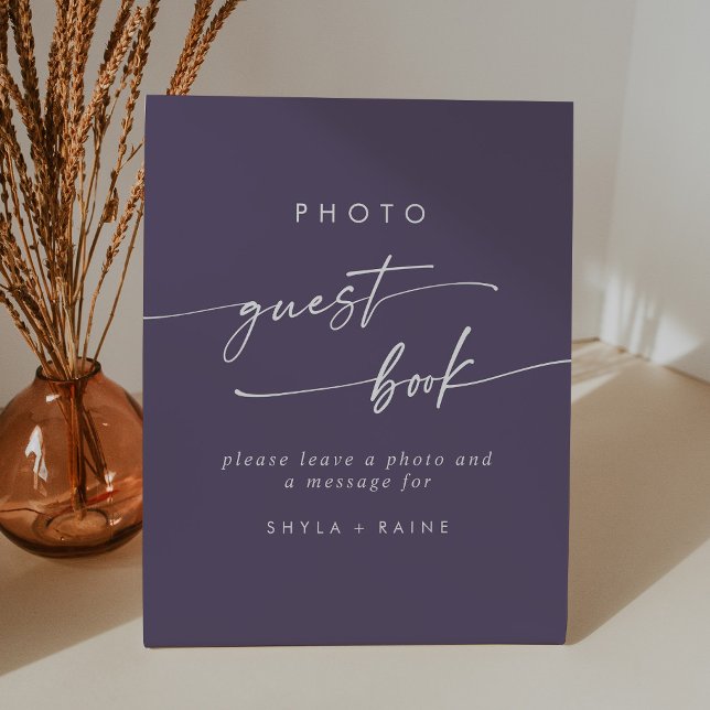 Expositor En L Boho Moda Plum Purple Photo Guest Book Boda (Subido por el creador)