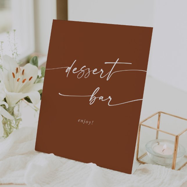 Expositor En L Boho Moda Terracotta Dessert Bar Boda (Boho Chic Terracotta Dessert Bar Wedding Pedestal Sign)