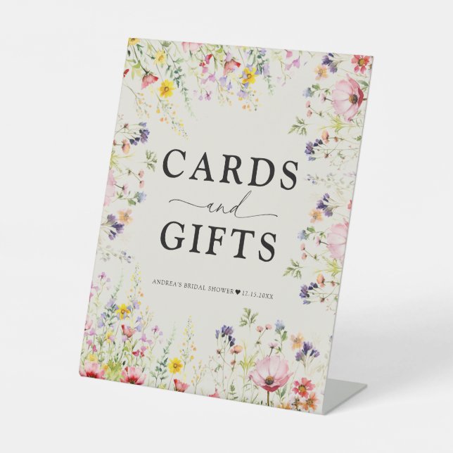 Expositor En L Boho Moda Wildflower Bridal Shower Rótulo (Anverso)