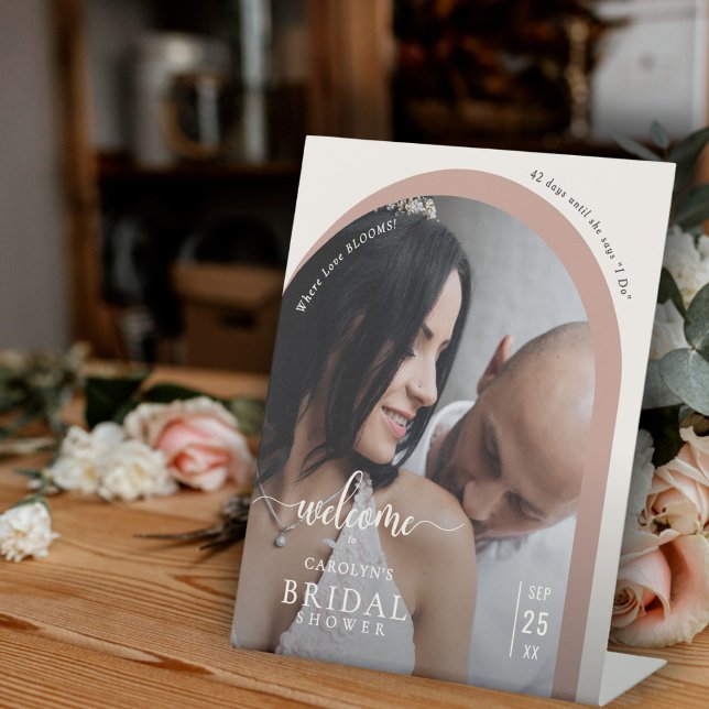 Expositor En L Boho Modern Arch Photo Bridal Shower Welcome (Subido por el creador)