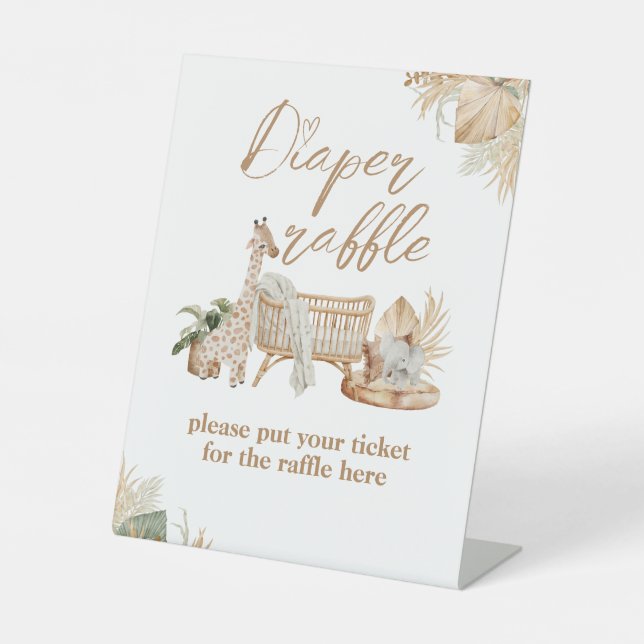 Expositor En L Boho Modern Heart Font Baby Shower Diaper (Anverso)