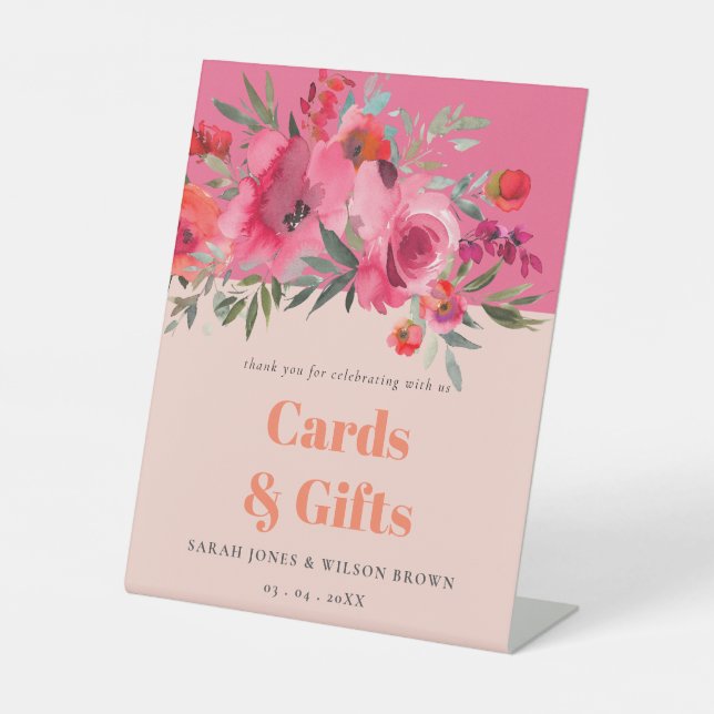 Expositor En L Boho Naranja rosado caliente Regalo floral y Fiest (Anverso)