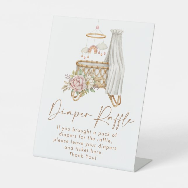 Expositor En L Boho Nursery Baby Shower Diaper Raffle (Anverso)