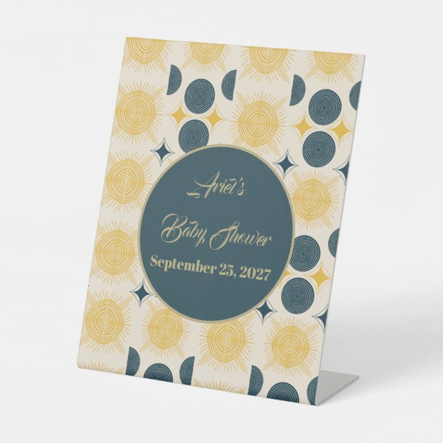 Expositor En L Boho Personalizado Sun Moon Stars Blue Yellow (Anverso)