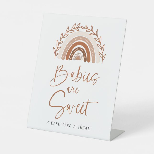 Expositor En L Boho Rainbow Babies son un dulce Rótulo de Baby Sh (Anverso)