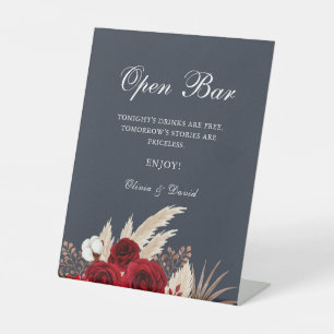 Expositor En L Boho Rosas de Burdeos Pasto de Pampas Barra Libre