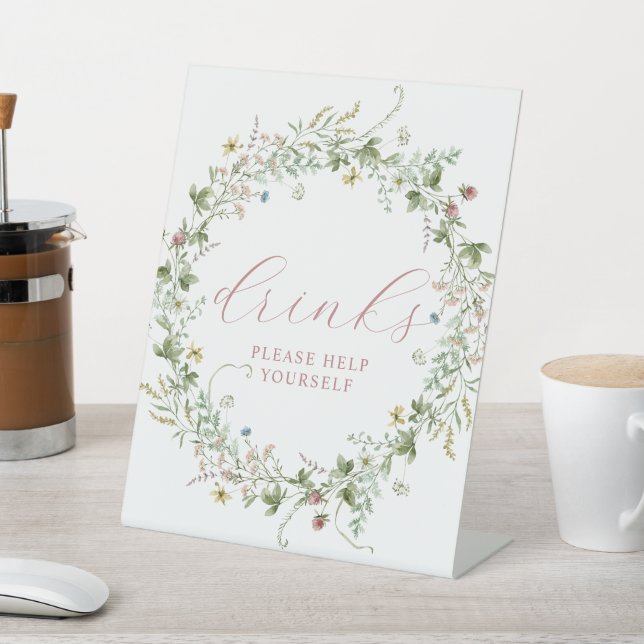 Expositor En L Boho Rustic Wildflowers Ducha Bebidas Rótulo (In Situ)