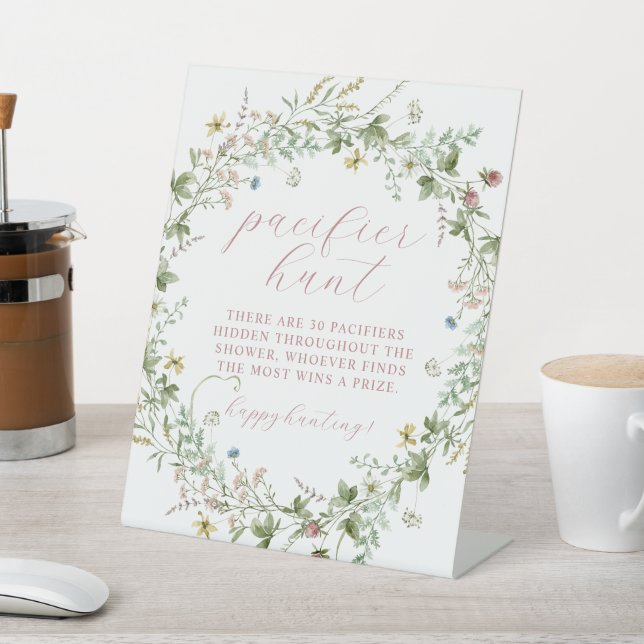 Expositor En L Boho Rustic Wildflowers Pacifier Hunt Game Rótulo (In Situ)