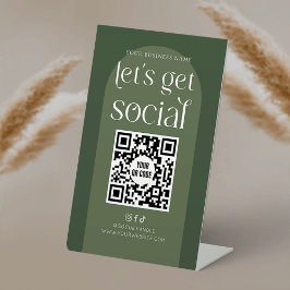 Expositor En L Boho Sage Green Business Social Media QR Code
