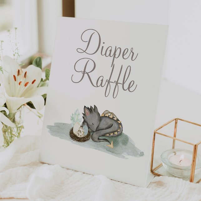 Expositor En L Boho Storybook Dragon Baby Shower Diaper Raffle (Subido por el creador)