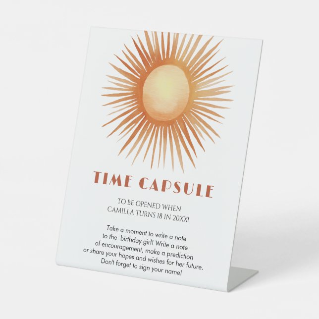 Expositor En L Boho Sun 1st Birthday Time Capsule  (Anverso)