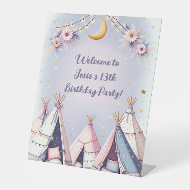 Expositor En L Boho Teepee Girly Sleepover Slumber Fiesta (Anverso)