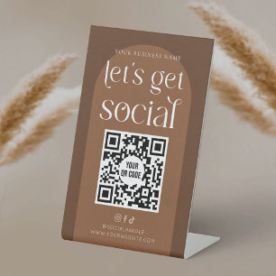 Expositor En L Boho Terracotta Business Social Media Código QR