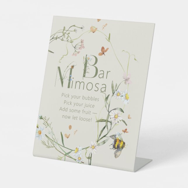 Expositor En L Boho Wildflower Bee Bridal Shower Mimosa Bar (Anverso)