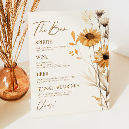 Expositor En L Boho Wildflower Boda bar Rótulo