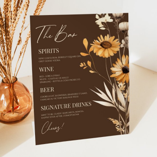 Expositor En L Boho Wildflower Boda bar Rótulo (Subido por el creador)