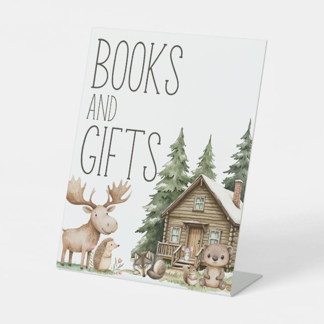 Expositor En L Boho Woodland Animals Baby Shower Books Regalos (Anverso)