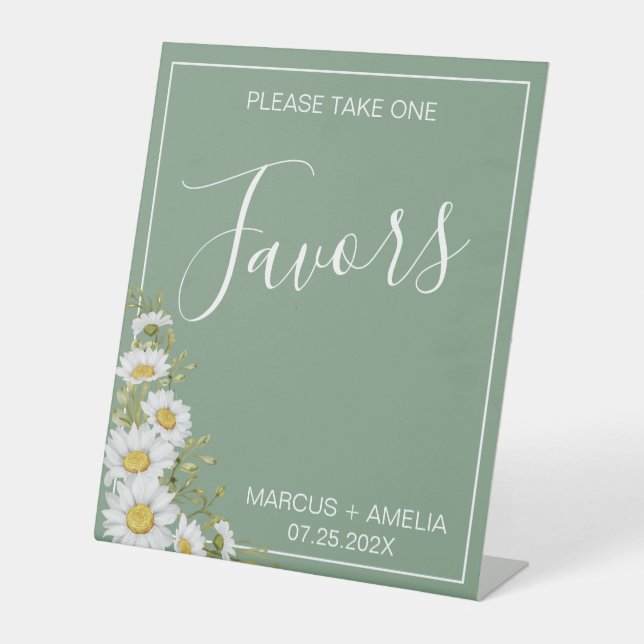 Expositor En L Bonito Basil Favoritos de boda verdes y blancos (Anverso)