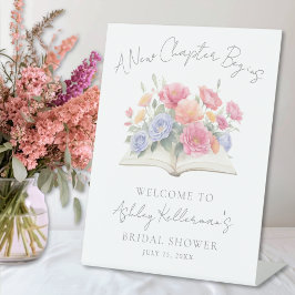 Expositor En L Book Watercolor Floral Bridal Shower Welcome Sign