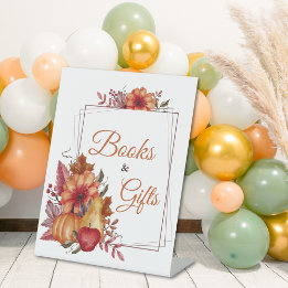 Expositor En L Books Fall Floral Baby Shower Libros y Regalos