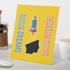 Expositor En L Booster soñador y cohete potencial