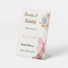 Expositor En L Boots and Bubbly Bridal Shower Welcome