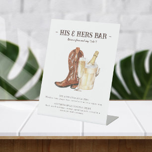 Expositor En L Boots & Bubbly Rustic Bar Rótulo