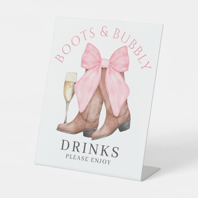 Expositor En L Boots Bubbly Western Bridal Shower Drinks (Anverso)