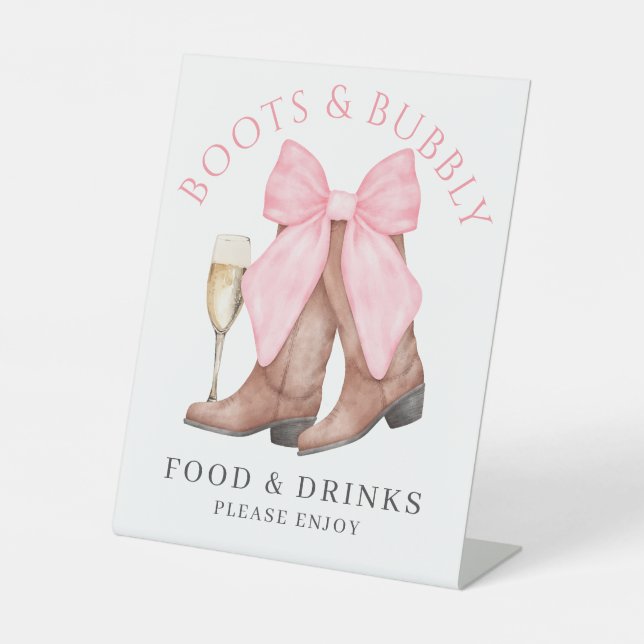 Expositor En L Boots Bubbly Western Bridal Shower Food Drinks  (Anverso)