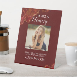 Expositor En L Borgoña y oro comparten un Rótulo funerario de mem