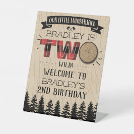 Expositor En L Bosque rústico Plaid Lumberjack Boys 2º cumpleaños